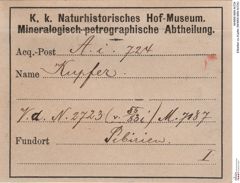Etiketten zu Kupfer (NHMW-MIN-Ai724)